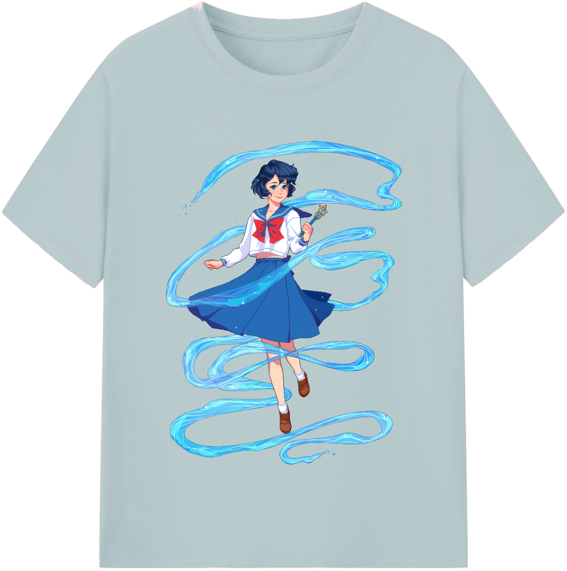 （画像用） 美少女戦士セーラームーン 水野 亜美 みずの あみ Sailor Moon Mizuno Ami 綿100％半袖Tシャツ（フロントプリント）